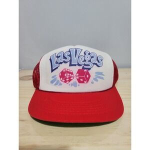 vtg 80s LAS VEGAS DICE Hat // Nevada slots crabs air brush casino gamble tourist